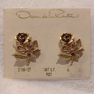 VTG (NEW) Couture Oscar De La Renta Rose Earrings